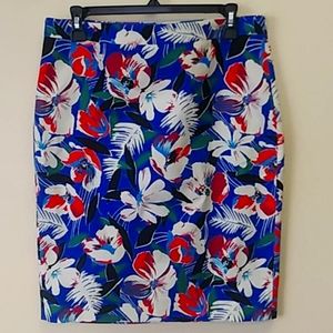 J.Crew tropical/basketweave floral print pencil kirt
